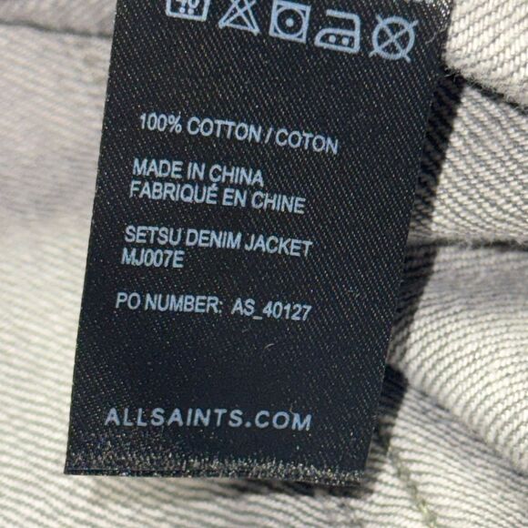 ALLSAINTS women’s setsu gray wash denim jean trucker jacket size medium - Picture 6 of 6